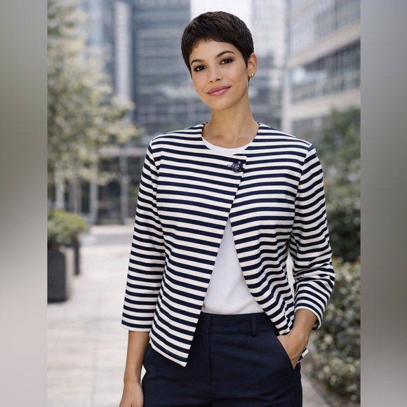 erin london Jackets & Blazers - Erin London Navy & cream striped jacket